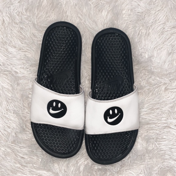 smile nike slides